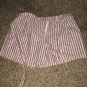Striped Shorts (white & burgundy) 🤗 Not too short